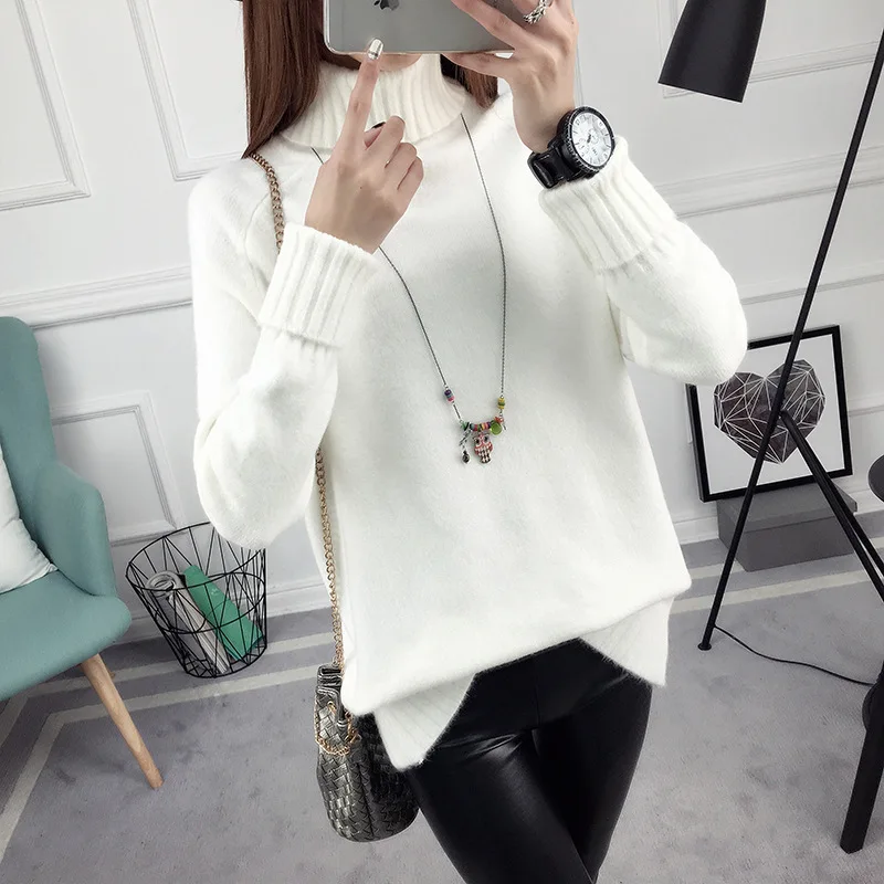 14 colors 2019 Autumn winter Sweater Women Knitted Turtleneck Casual Soft Fashion Slim Femme Elasticity Pullovers NS9097 | Женская