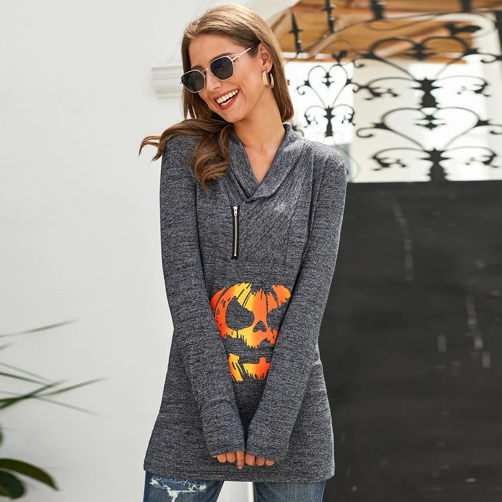 

V-neck Sweater Female Halloween New Trend Printing Stylish Women's Sweater Sweatshirt