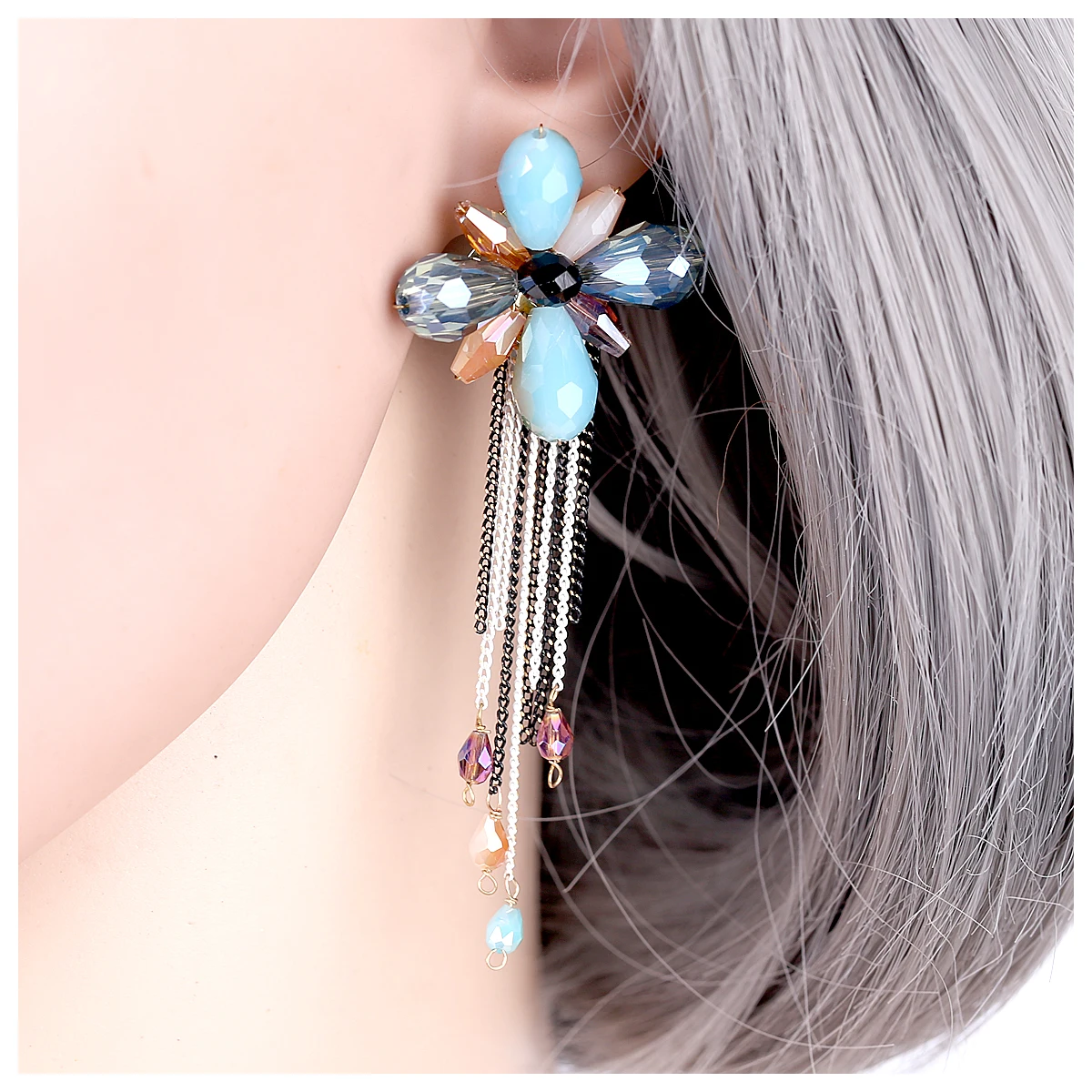 Модные висячие серьги с кристаллами для женщин и девушек Позолоченные Эффектные