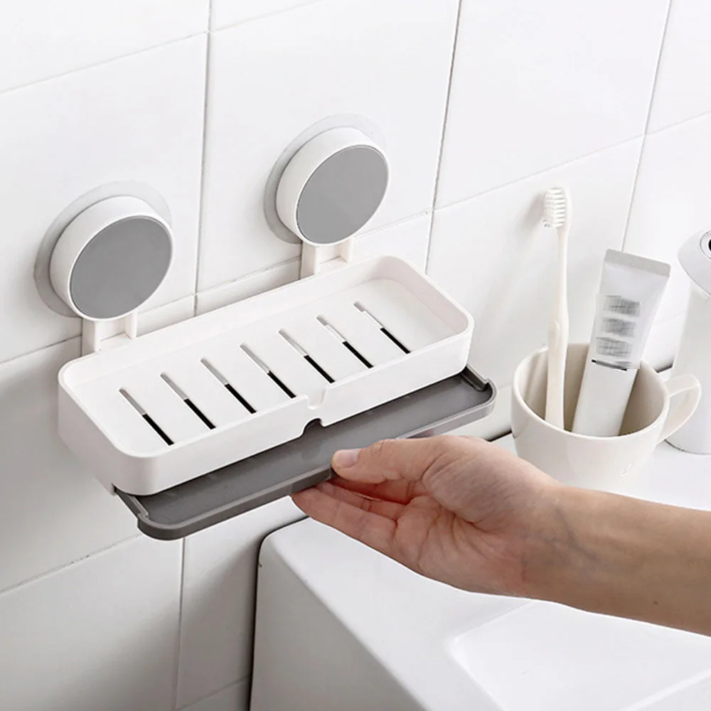 

Soap Holder/Soap Pads/Soap Frame Fashion Convenient Bathroom Double Layer Storage Punch-free Non-marking Stickers