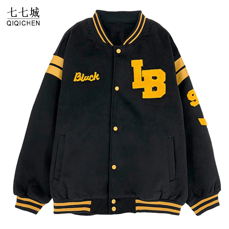 

Куртка мужская бейсбольная, винтажный однобортный Бомбер с надписью, Повседневная Свободная уличная одежда для пар