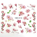 Водные переводные наклейки, цветы, красочные наклейки для ногтей, вишневые цветы, стикеры для фламинго, животных, розы, бабочки, водяные знаки