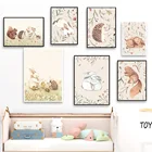 Настенные картины на холсте с изображением кролика, лисы, белки, ежика, оленя