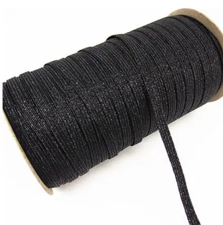black 3 мм, 6 мм, 1 см золото, серебристый, розовое золото, красная бронза, черная блестящая эластичная повязка, платье края одежды плоское Украшение DIY изнаночной эластичный пояс - Цвет: black