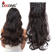 leeons 16 clips synthetic hair extensions long curly high temperature fiber hairpiece best quality fake hair clip for women