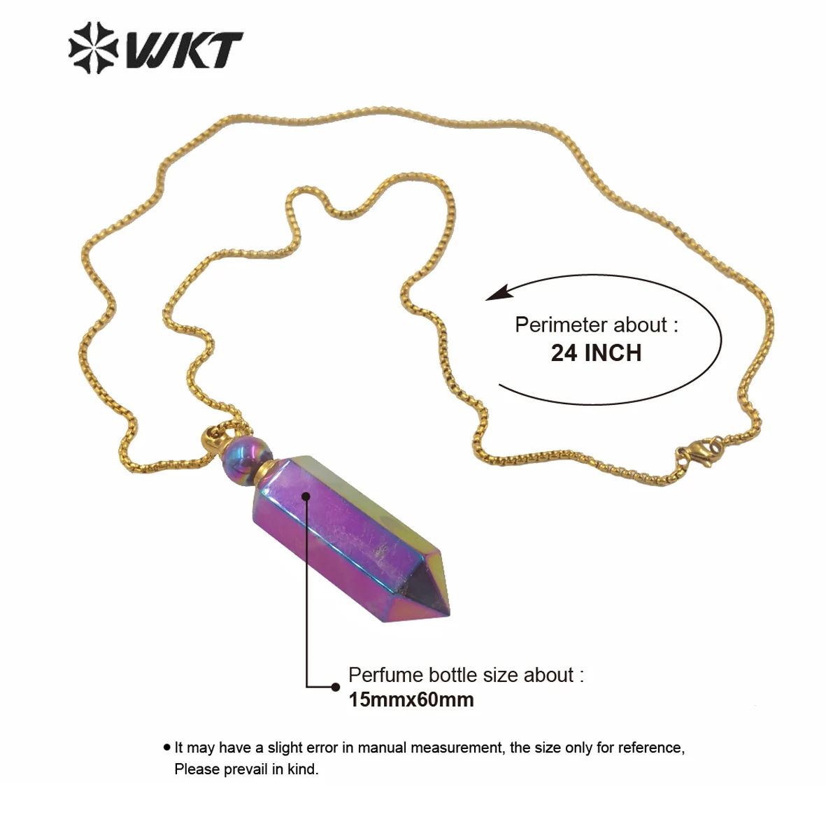 WT-N1260 новый стиль ожерелье флакона духов для женщин винтажное трапециевидной