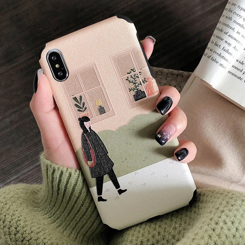 USLION Silk Texture Cartoon Cats Cases Cover For iPhone X XR Xs Max Soft TPU Silicone Matte Back 6 6s 7 8 Plus |