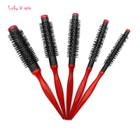 bristle wavy curly hair brush wood handle natural fluffy roll brush red round hair comb salon hairdressing styling curler comb