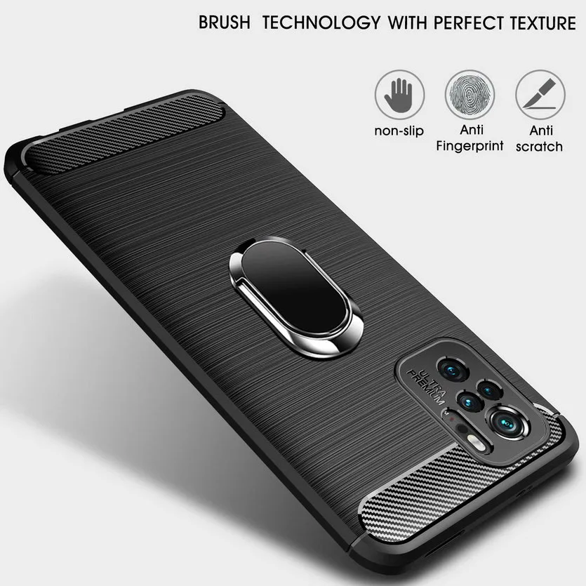 

Роскошный чехол для Xiaomi Redmi Note 10, чехол для Note 10 Pro, Mi 10S, мягкий карбоновый чехол с кольцом-держателем для Redmi Note 9T, 9 Pro, 5G 9, 9A, 8, K40