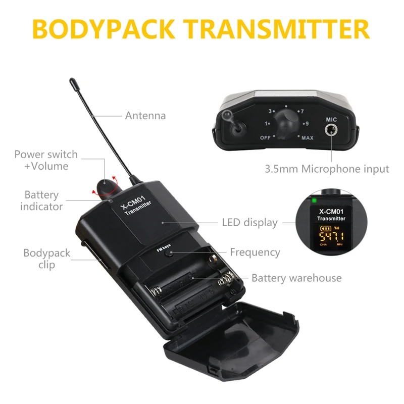 

UHF Microphone UHF Lapel Mic Wireless Lavalier Microphone for Phone Live Program Recording Interview