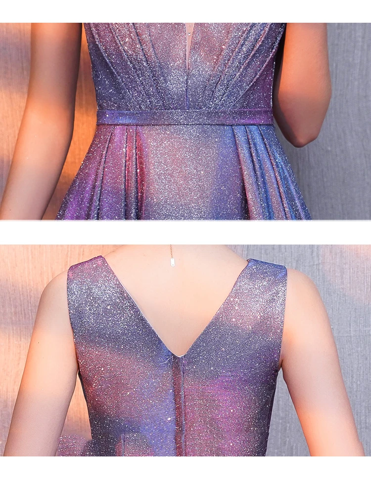 

V-neck Sleeveless Party Dress Sparkly lavender Color Prom Dress V-back A-line Formal Dress For Women XUCTHHC New Evening Dress