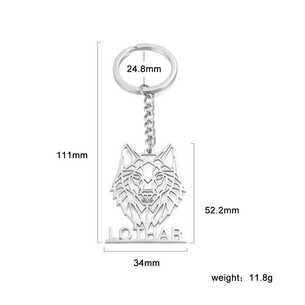 

Lemegeton Personalized Custom Dog Wolf Name Keychain Puppy Key Chain Stainless Steel Labrador Husky Name Customized Keyring