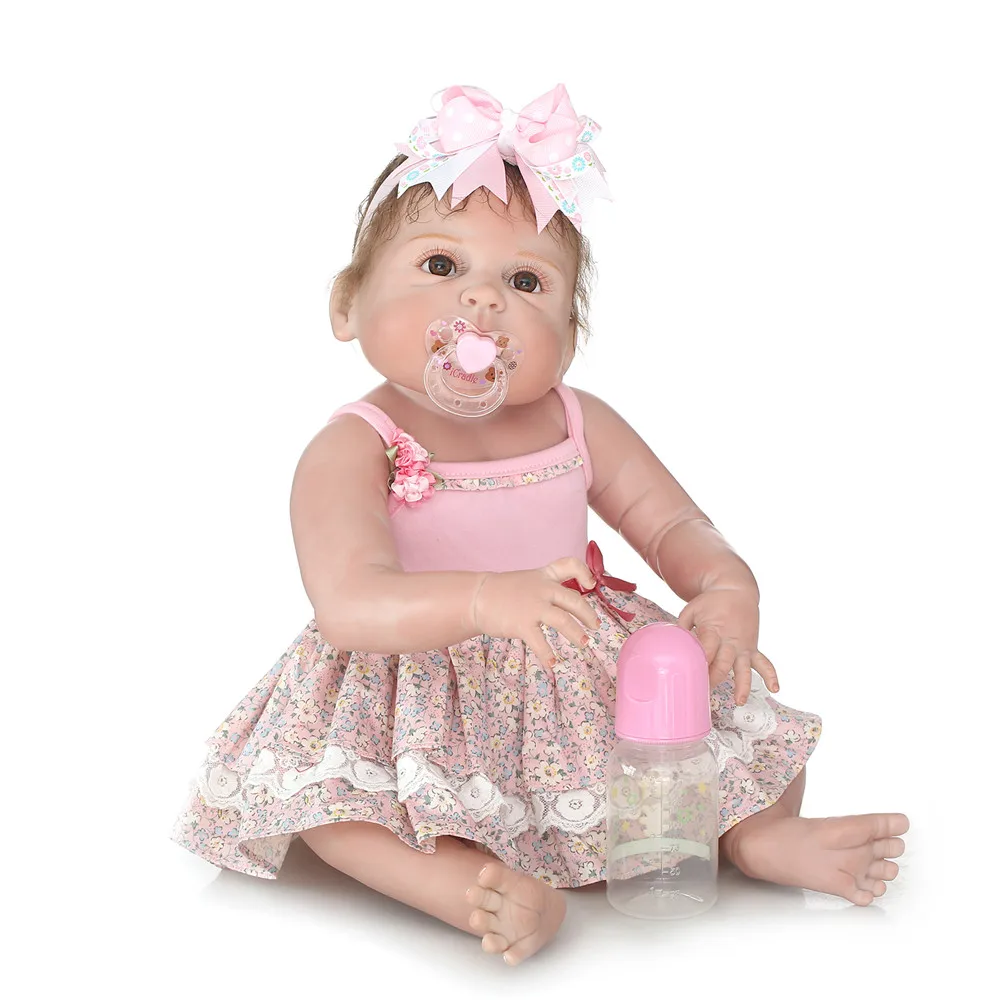 

NPK DOLL cameron awake baby girl doll bebe reborn 23" 57cm full body silicone vinyl doll reborn babies toys for children gift