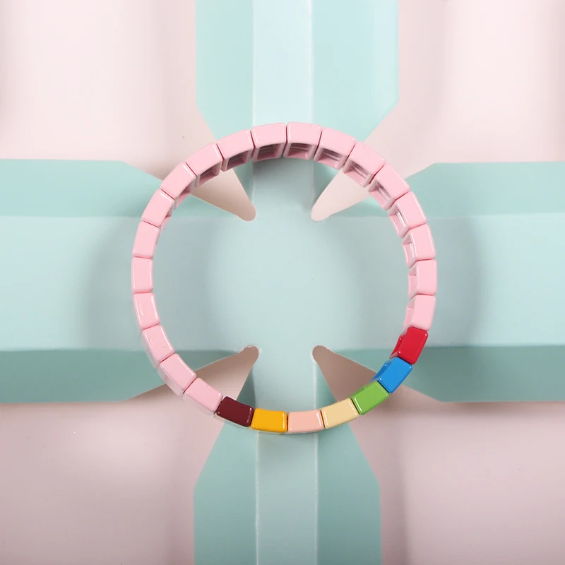 Браслеты дружбы браслет в виде радужной плитки многоцветные эластичные