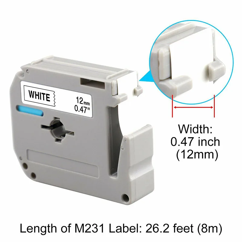 12 мм черный белый картридж для печати этикеток Brother P-Touch M231 MK231 M-K231 нетоксичные