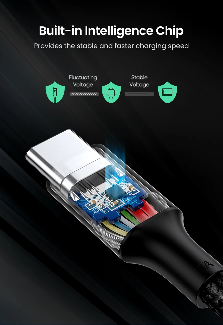Ugreen usb type C-USB C кабель для samsung Galaxy S9 PD 60 Вт быстрое зарядное устройство кабель для Macbook поддержка Quick Charge4.0 USB шнур