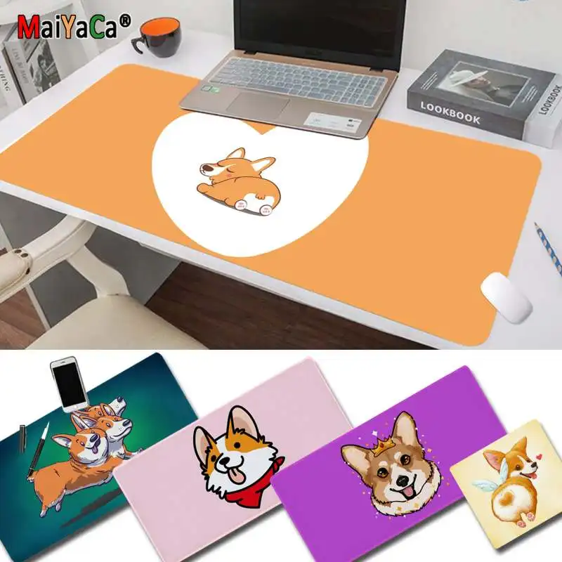 

MaiYaCa Lovely Welsh Corgi Lovely Animal Cool New Rubber Computer Gaming mousepad Size for large Edge Locking Game Keyboard Pad