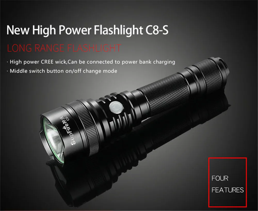 Supfire фонарик ультра яркий фонарь USB Linterna светодиодный C8-S CREE T6 18650 фонарь 2500lm 10 Вт для Nicron Convoy Fenix Sofirn