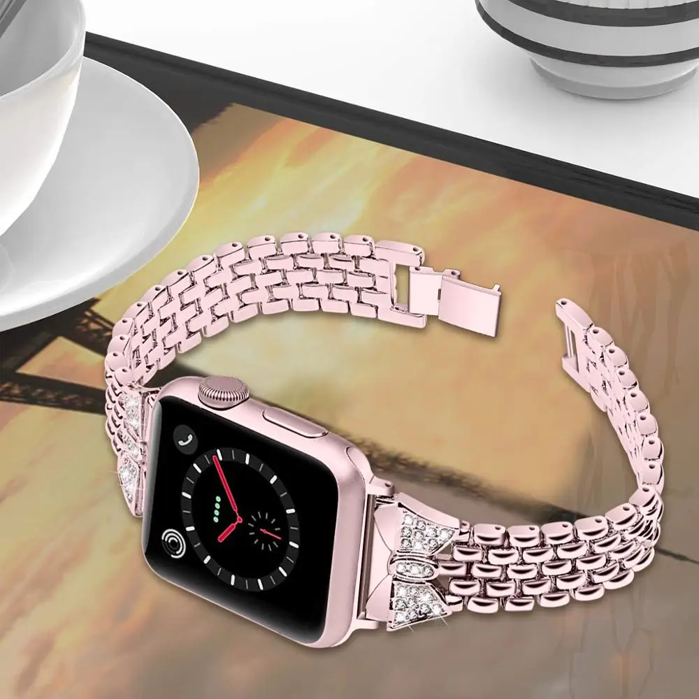 Women bow-knot Metal band for Apple Watch 38mm 42mm Jewelry Link Bracelet Strap 40mm 44mm for iwatch Series 4 3 2 1 Wristband