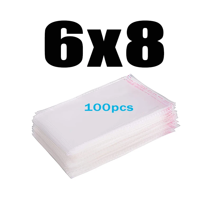 6x8CM 100pcs Прозрачный пластиковый самоклеющийся пакет целлофановые пакеты прозрачная Толстая самозапечатывающаяся маленькая упаковка герметичный полиэтиленовый пакет - Цвет: 6x8CM 100pcs