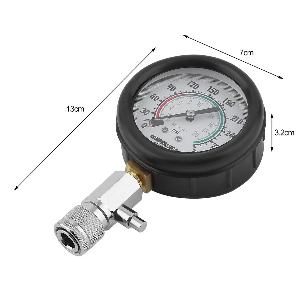 

Professional Petrol Engine Compression Tester Compressor Pressure Gauge Meter Test Kit Cylinder Leakage Diagnostic Tool