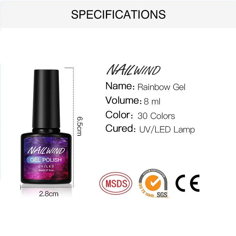 NAILWIND Gel Nail Polish 8ml Varnish Semi Permanent All For Manicure Art Glitter Nails UV | Красота и здоровье