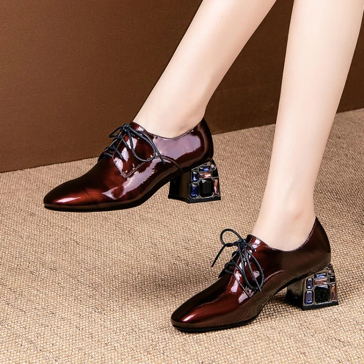 MLJUESE/женские туфли лодочки из коровьей кожи Сезон осень весна Синие вечерние на