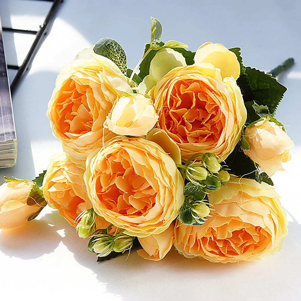 Искусственный цветок искусственный Камелия имитация 5 голов букет вечерние