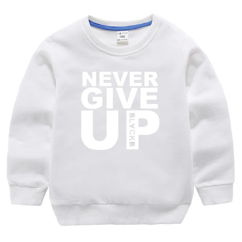 Детские хлопковые толстовки с капюшоном принтом Never Give Up свитера для девочек