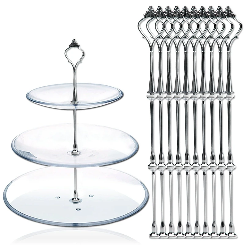 

10 x Sets 2 or 3 Tier Cake Plate Stand Fittings Silver Plate Stands New