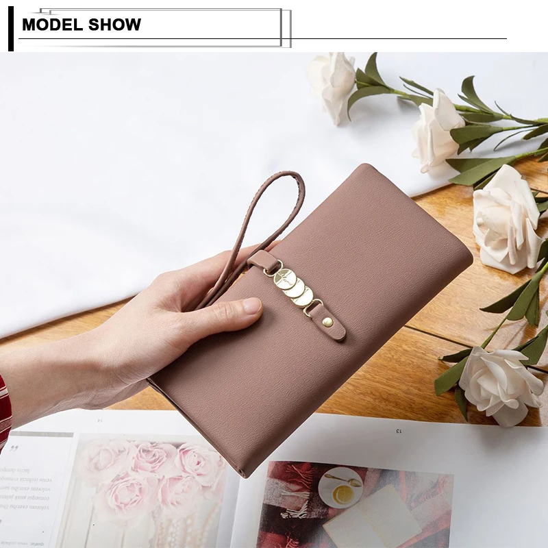 Женский кошелек на молнии с ремешком запястье дизайнерский длинный клатч