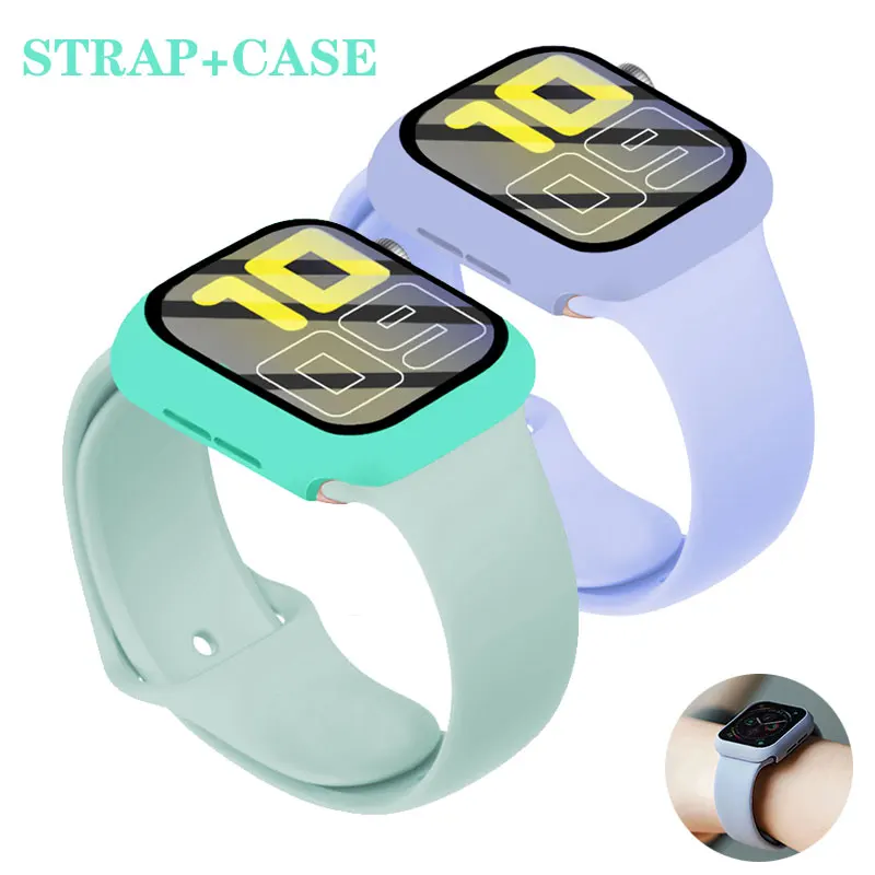 

Case+Strap For Apple Watch band 44mm 40mm 38mm 42mm 40mm Silicone smartwatch Sports watchband bracelet iWatch Serie 6 se 5 4 3
