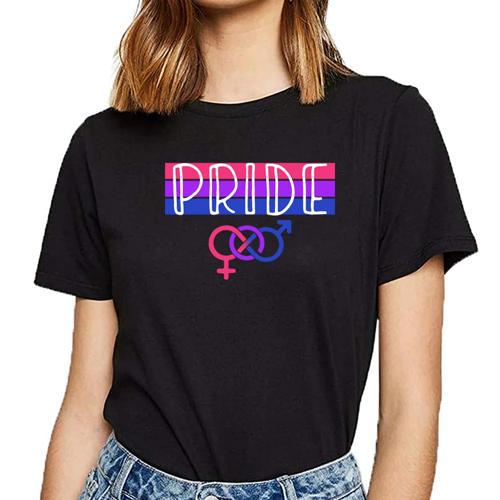 

Tops T Shirt Women bisexual pride bi pride bisexual rainbow Summer Harajuku Custom Female Tshirt