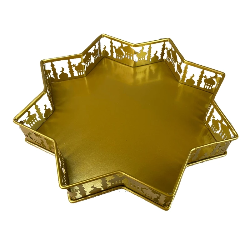 

Тарелка для фруктов, металлическая тарелка, мусульманский мухаман, кондитерский десерт, тарелка для еды, тарелка для Рамадана, Арабский мус...