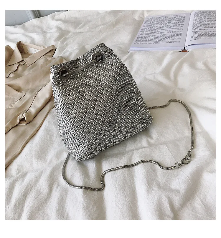 Роскошная шикарная женская сумка черные серебристые Стразы Женская милая ручная