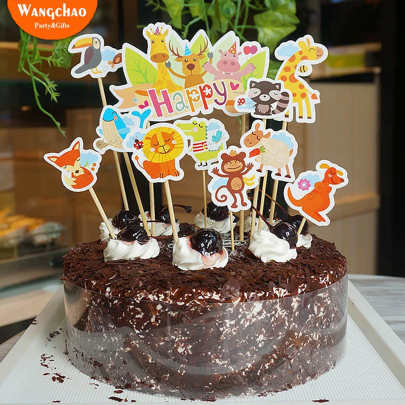 11 шт./компл. для вечеринки в стиле сафари тематический Топпер торта С Днем