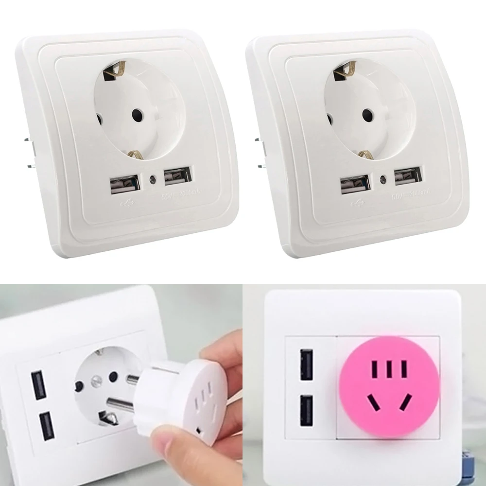 Умный дом, лучший двойной USB порт, настенное зарядное устройство, адаптер, 16А, стандарт ЕС, электрическая розетка, розетка, панель, 110~ 250 В