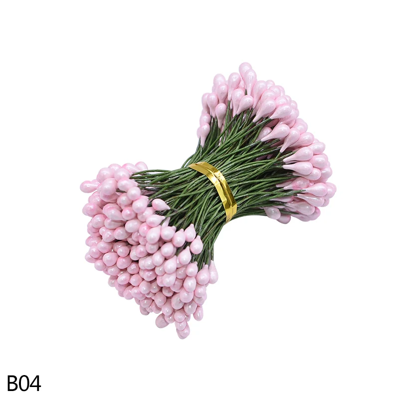 B04 light pink 130/260 шт, толщина 3 мм, маленький искусственный цветок Искусственные тычинки цветочный Рисунок с изображением рождественского цветка, тычинки Свадебные украшения для самодельного изготовления - Цвет: B04 light pink