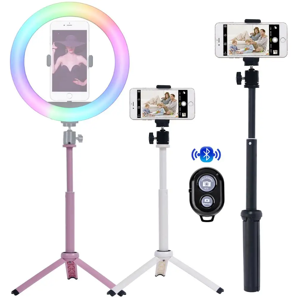 

fosoto Mini Tripod Selfie Stick With Wireless Bluetooth-compatible Remote Control Phone Holder Clip&Ball head For Camera Phone