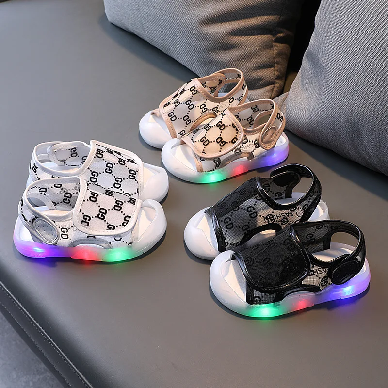 

New Cute Lovely Infant Tennis Breathable Summer LED Baby Boys Girls Shoes High Quality Comfortable Baby First Walkers Toddlers