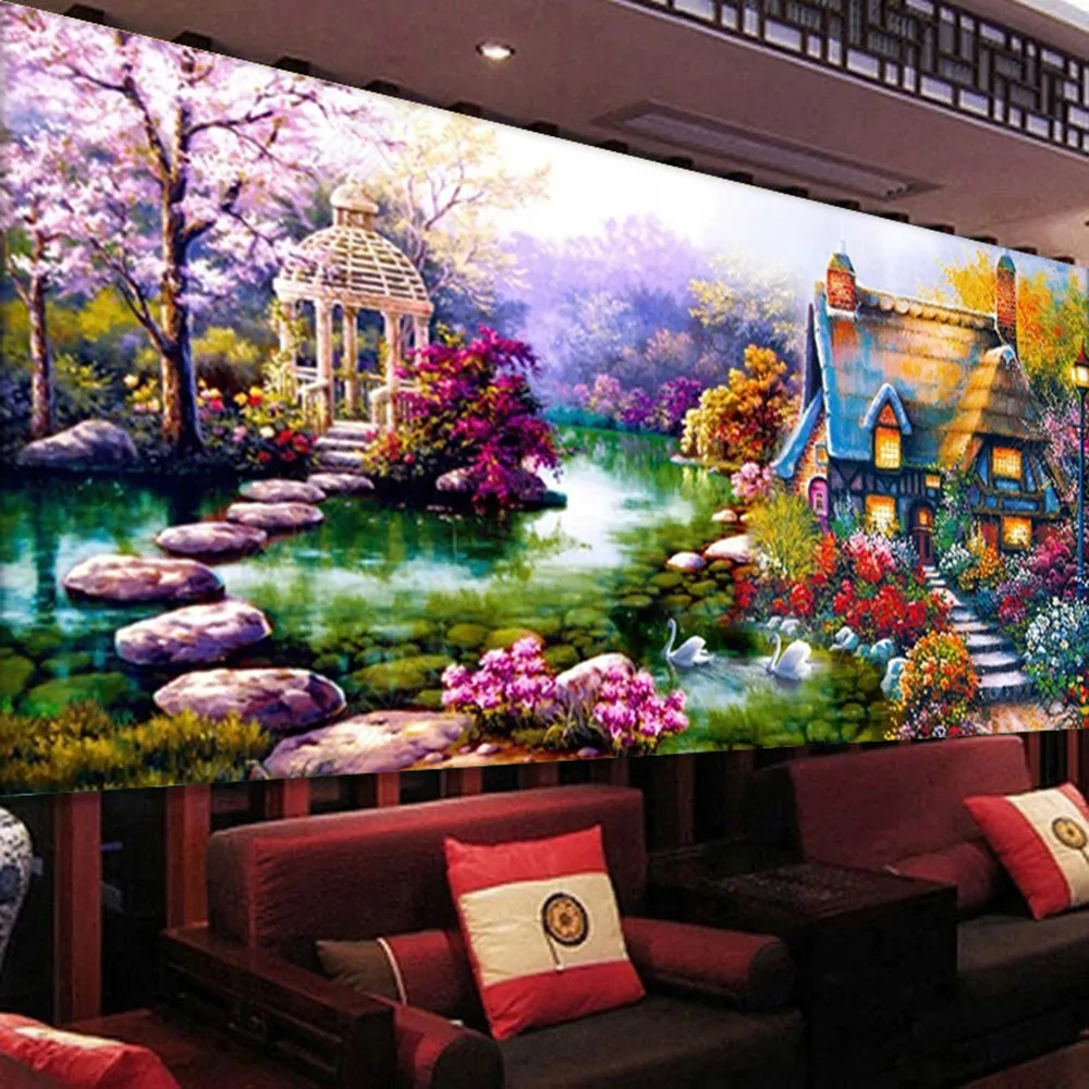 Новые DIY 5D алмазные картины фиолетовые садовые домики наборы для вышивки крестом