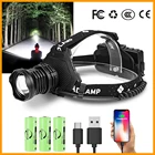 Прямая доставка мощный светодиодный налобный фонарь USB аккумуляторная фара 18650 XHP90 яркий налобный фонарь масштабируемый водонепроницаемый налобный фонарик