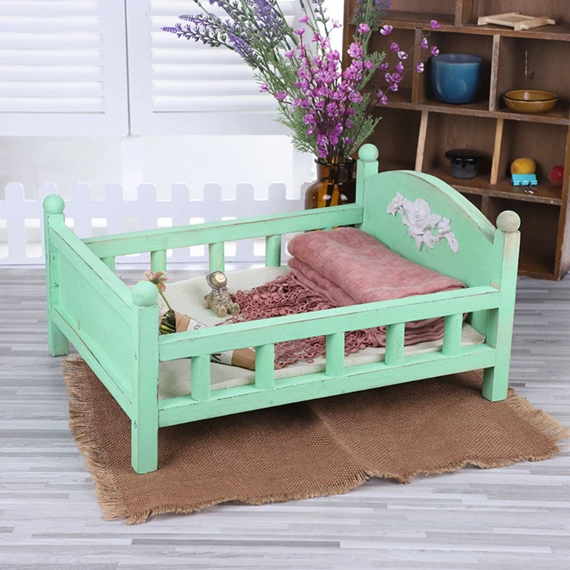 

C5AF Newborn Posing Detachable Mini Retro Bed Baby Photo Shooting Props Wooden Crib Infant Photograph Accessories