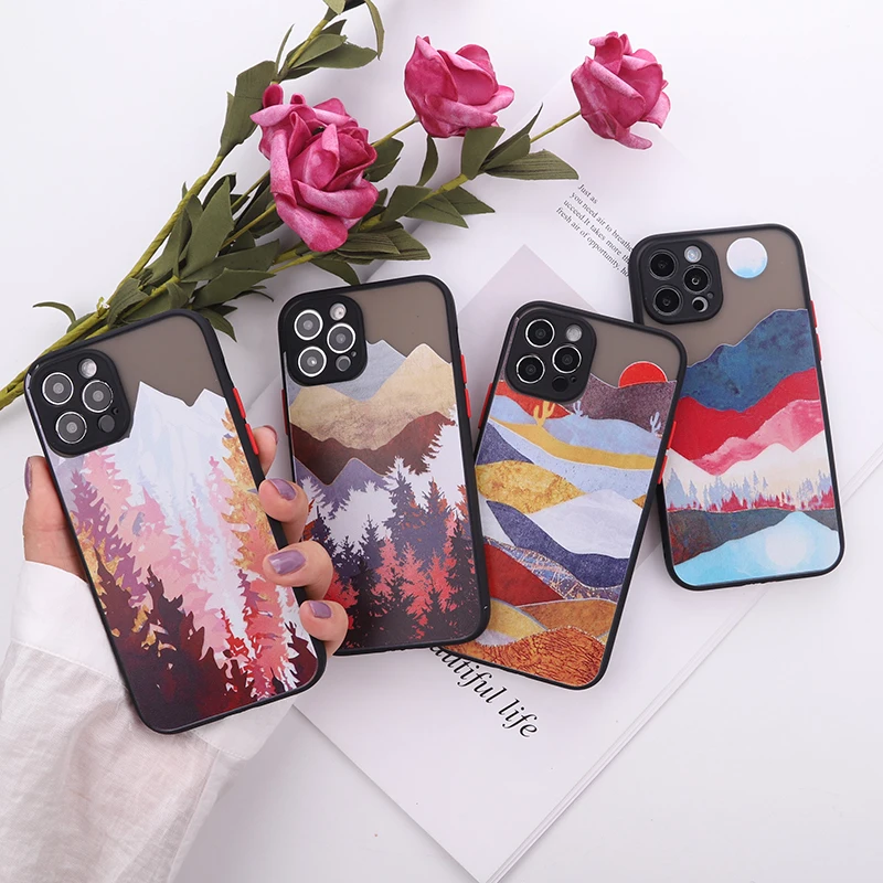 

Fashion Moon Landscape Painting Phone Case For iPhone14 14Pro 14Plus 13Promax 13 12 11Clear Shell Shockproof Matte Phone Cover