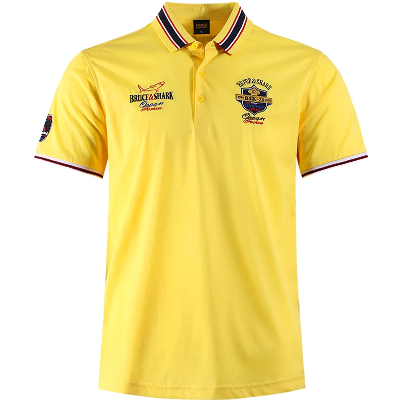 Поло мужское из мерсеризованного хлопка рубашка-поло с коротким рукавом Брюс и