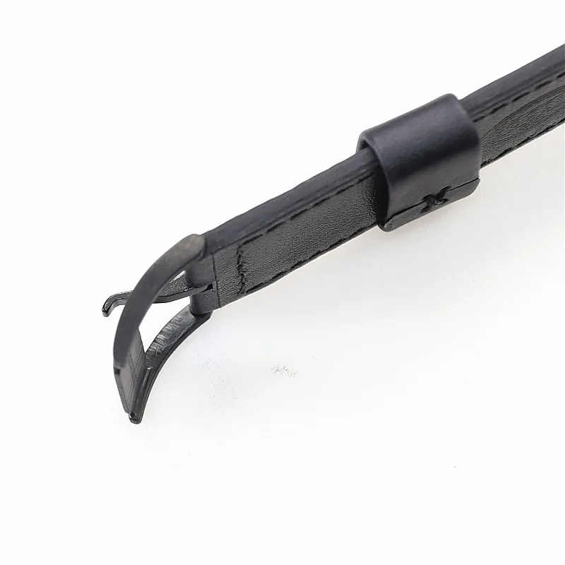 Smooth 22mm Black Tray Watchband Rivet Genuine Leather Watch Strap For Fossil Fs4656 Fs5586 Wristband Bracelet With Black Buckle