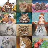diamond painting cat oil painting 5d diy cross stitch embroidery rhinestones hd animal full paste for living room home decor