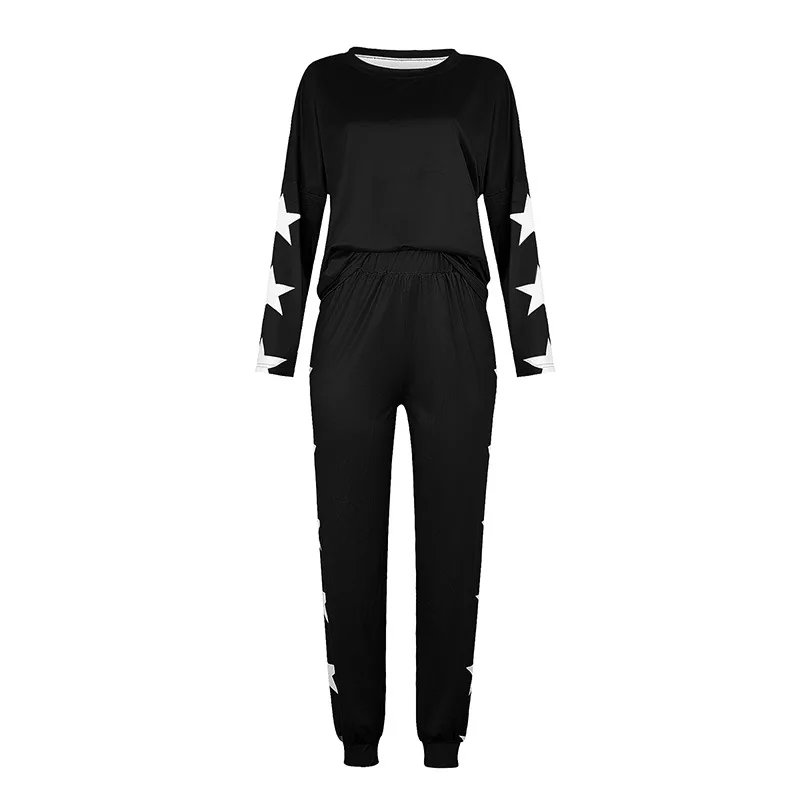 

Spring Casual Printed Two Piece Sets Women Full Sleeve Tops And Skinny Pants Loose Matching Sets Fashion Tracksuit Women Sets