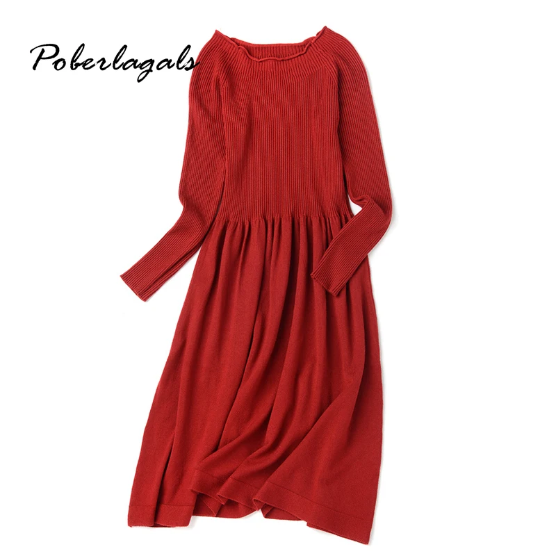 Женское вязаное платье из смесовой шерсти классическое в Корейском стиле на