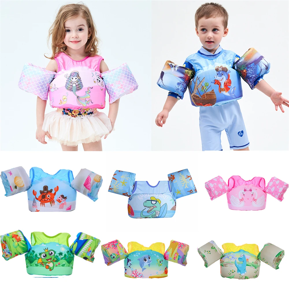 

2-6 Year Old baby swim rings Foam Cartoon Baby Arm Ring Life Jacket Vest swim ring Puddle Jumper Child For Swimming Water Sports